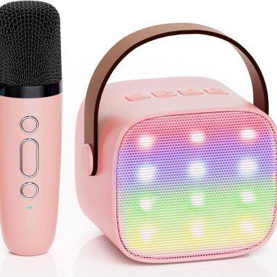 Prunus mini kids karaoke mic mixer machines speaker  with 2 wireless microphones with mic and bluetooth outdoor