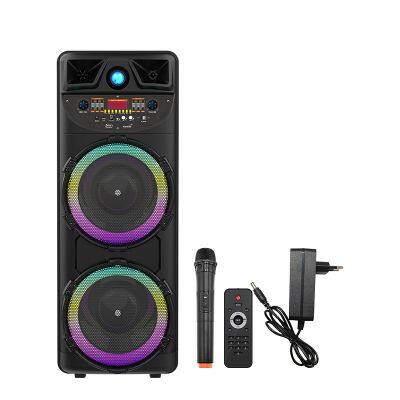 ZQS10205 super power 50W 10-inch*2  bass sound wireless customized party speaker with colorful lights