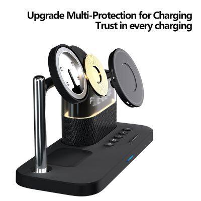 3 in 1 Universal Alarm Clock RGB Night Light Fast Multifunction Wireless Phone Charger Stand photo-4