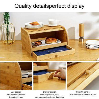 Bamboo made bread box Food Home/Store Storage Box