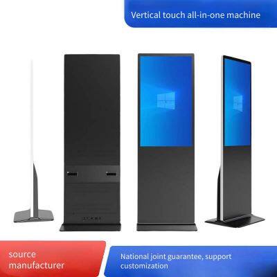 43-дюймовая вертикальная сенсорная рекламная машина, стационарный плоский емкостной сенсорный все-в-одном аппарат, высокоразрешительный коммерческий дисплейный экран