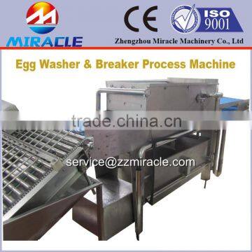 Washing of eggs with brushes for egg breaking and separation machine