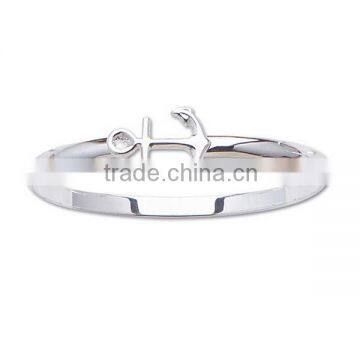 High Polished Stainless Steel Silver Anchor Bangle