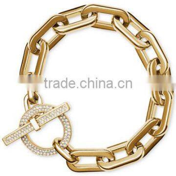 latest design fashion jewelry 18k gold plated Chain Link Toggle Bracelet chain bracelets for women