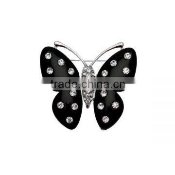 Custom-made Large Black & Clear Crystal Modern Butterfly Brooch