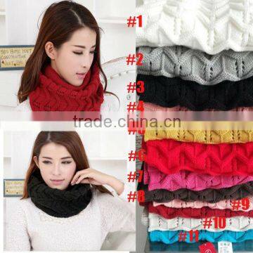 Winter Knitted Chevron Women Round Neck Loop Circle Scarf