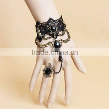 Jewelry Lace Bracelet With One Chain Ring