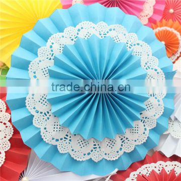 Paper fans DIY wedding stage hall backgound decorations