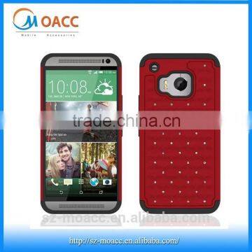 3 in 1 pc silicone Hybrid Bling Diamond case for htc one m9