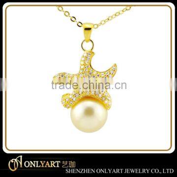 Starfish sharp custom pendants 18K gold jewelry pearl pendant