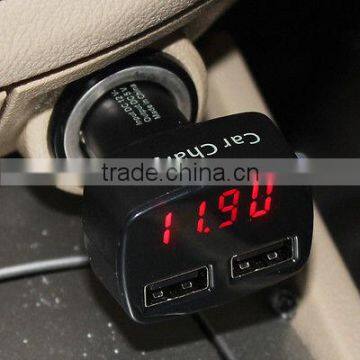Car volt meter mini dual USB car charger
