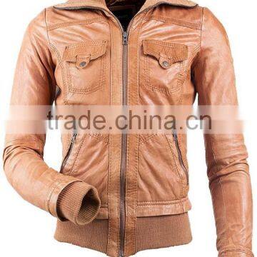 MENS BIMBO SLIMFIT LEATHER JACKET BOMBER