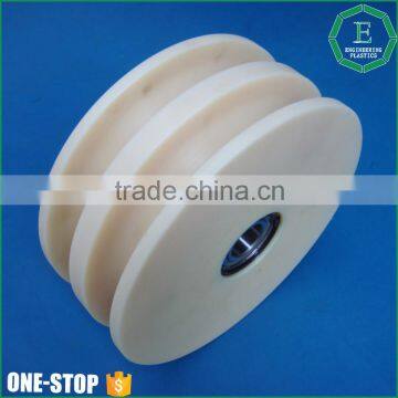 natrual molding injection CNC machining Nylon polyamide PA6 pulley wheels with bearings manufacturer