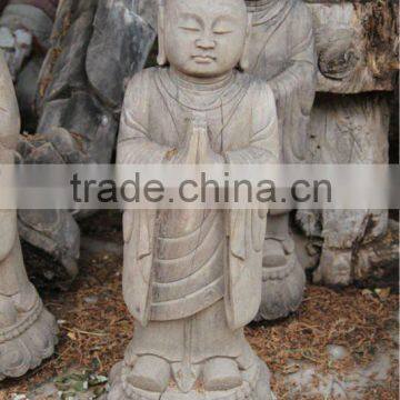 Chinese antique wooden carved buddha head sculpture