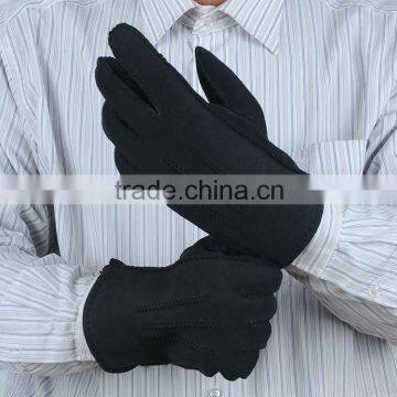 black color men double face leather gloves