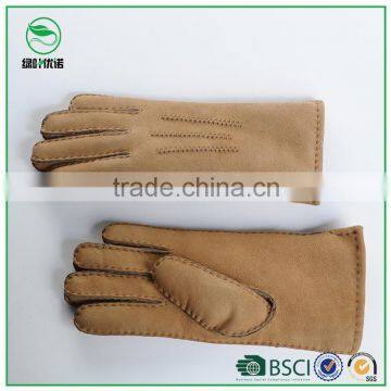 Ladies double face lammy winter leather gloves