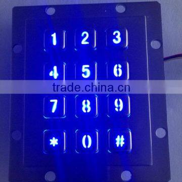 Stock access 3x4 layout 12 keys backlight metal keypad