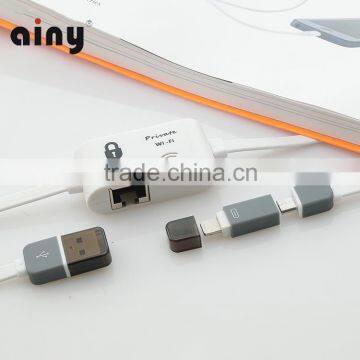 WiFi USB Data cable, USB charging cable with Ethernet adapter