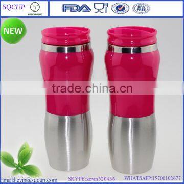 wholesale Red plastic mug, stainless steel insulated mug, doule wall stainless steel starbucks mug