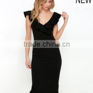 Stock wholesale western style sexy deep V-neck sleeveless slim lady dress for party                        
                                                                                Supplier's Choice