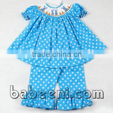 Bunny with carrot hand smocked set for Easter
