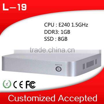 Factory price!hot selling!! guest room computer XCY L-19 Linux thin client with CPU E240 1GB RAM 8GB SSD support Microphone