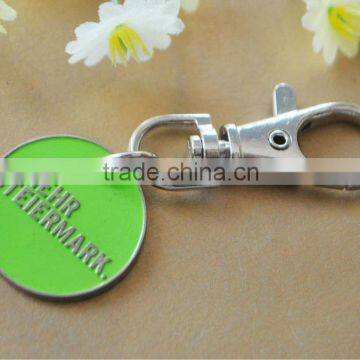 Metal Trolley Coin Key Holder, Enamel With Shopping Coin Holder