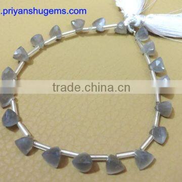 Gray Moonstone Faceted Trillion Side Drilled Gemstones