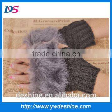 wholesale half with fur knitted mittens ST171