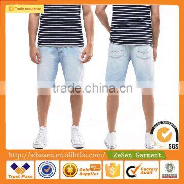 Wholesale Apparel Distressed Stretch Slim Bleach Wash Denim Jeans Shorts For Men