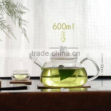 Top Quality 600ml Bamboo Lid Teapot Chinese Borosilicate Heat Resistant Teapot Glass Teapot photo-2