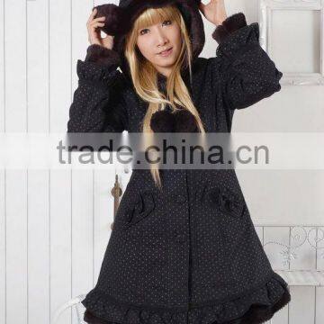 Cotton Black Polka Dot Lace Lolita Blouse 81039