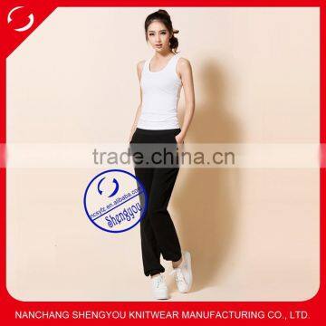 wholesale women cotton modal black yoga pants with pocket