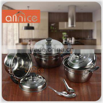 18-20-22cm new design Korean 3pcs stock pot set with ss lid