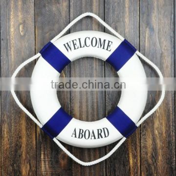 Handcrafted welcome aboard wall hanging decoration life preserver ring nautical lifebuoy ring