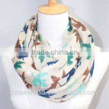 Maple leaf printed Infinity voile scarf