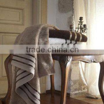 solid color bath towel with strips border