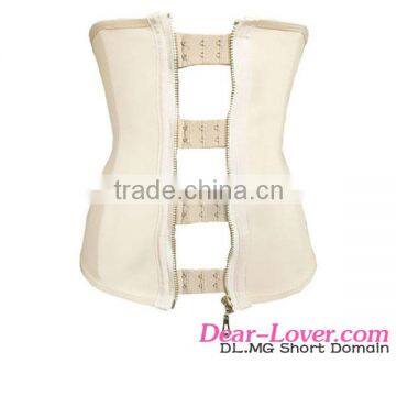 Latest Design Factory Price Women Sexy 9 Steel Bones Zipper Hooks Beige Latex Rubber Corset