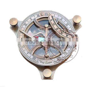 ANTIQUE SUNDIAL COMPASS 4.5" ~ BRASS NAUTICAL SUNDIAL COMPASS