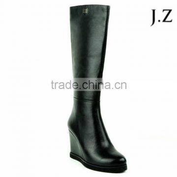 OB45 Ladies Fur Lined Martin Leather Boots Knee High Long Boots Field Boots for Women photo-2
