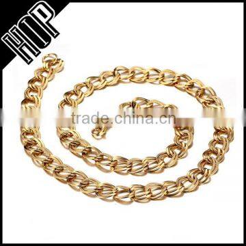 Fashion top sale stainless steel double gold chain