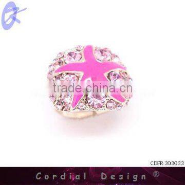 Hot Sale Wholesale Starfish Style Fashion Cute Rhinestone Ring