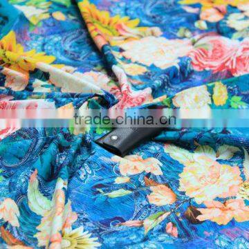 Fashional floral digital print fabric100% cotton textile colorful printed for women beautiful bra clothes 2017 new design fabric