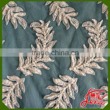 Leaf Design Sequined Beads Chemical Embroidery Fabric From China Supplier