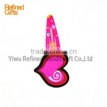 Creative Heart clip Personalized pvc rubber letter hairpin promotional gift