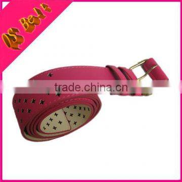 Candy Color Pink Hollow Out Belts Woman With Flower Mark Holes