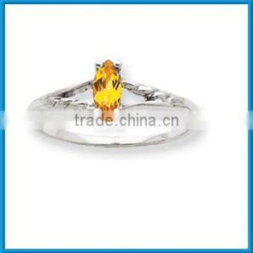 China produced white gold november citrine gemstone rings for women