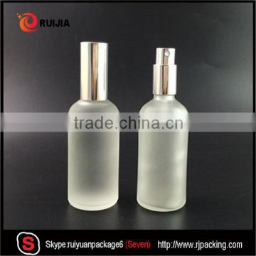 100ml frosted glass bottle with pump spray mist cap for cosmetic perfume packaging