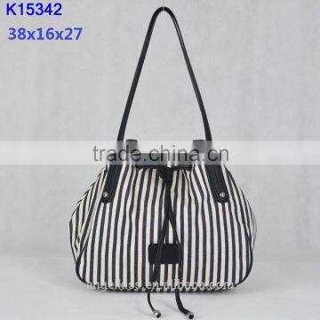 2015 latest fashion style soft fabric handbags with beautiful stripe