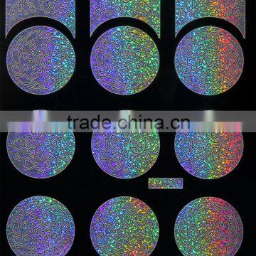 Round Shape Silver Laser Hallow Nail Stencil